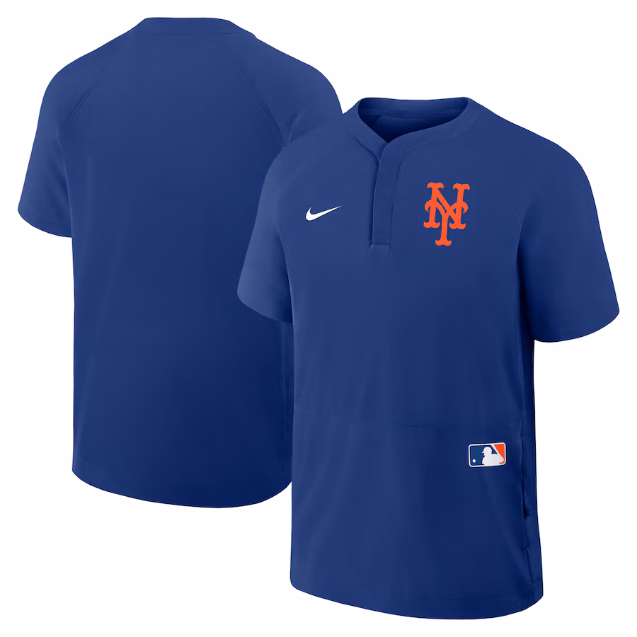 Men's New York Mets Nike Royal Authentic Collection Raglan Short Sleeve Windshirt