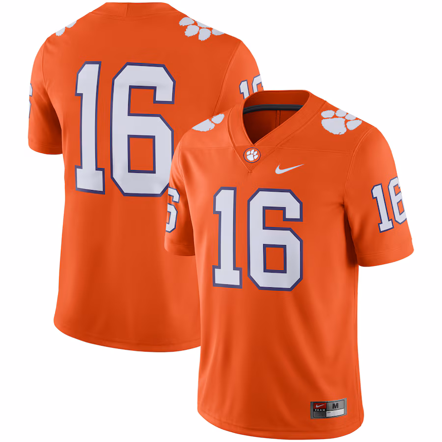 Men's Nike #16 Orange Clemson Tigers Game Jersey