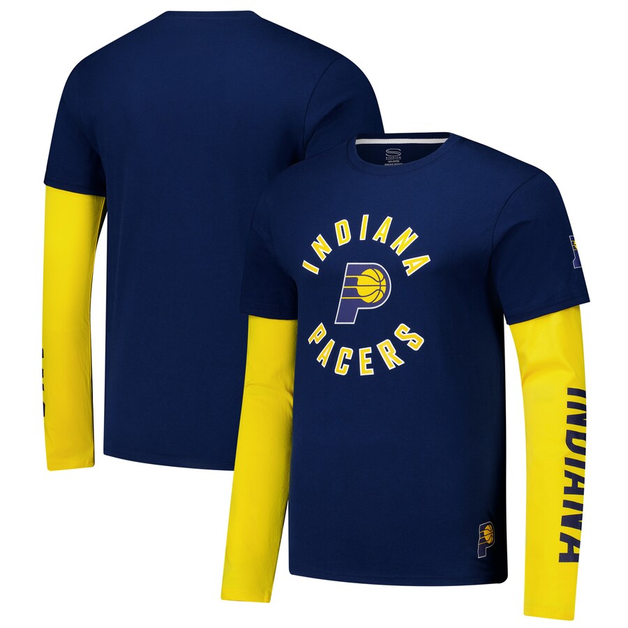 Unisex Indiana Pacers Stadium Essentials Navy Spectator Twofer Long Sleeve  T-Shirt