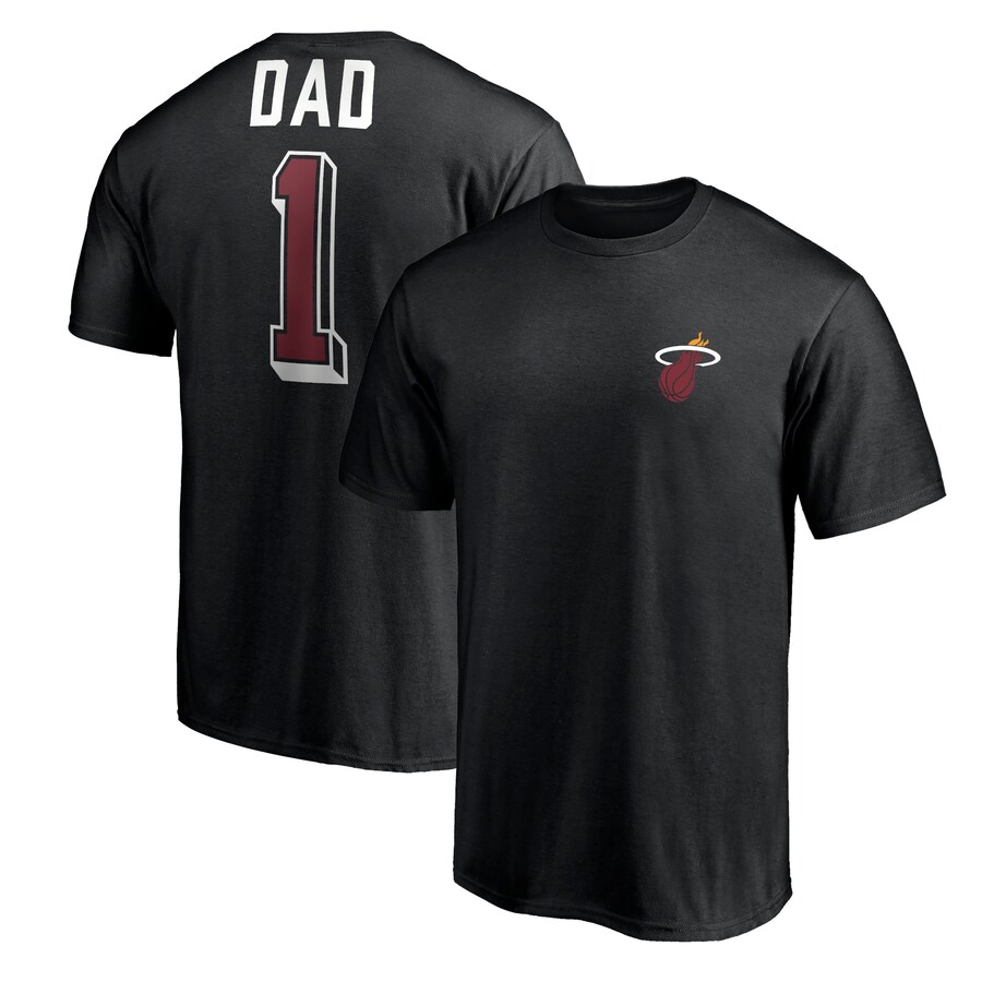 Men's Miami Heat Black Number One Dad T-Shirt