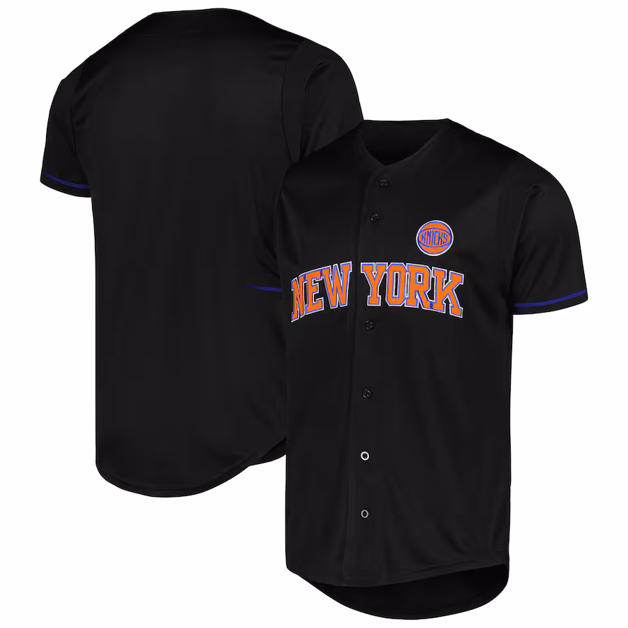 Men's New York Knicks Fanatics Black Pop Baseball Jersey