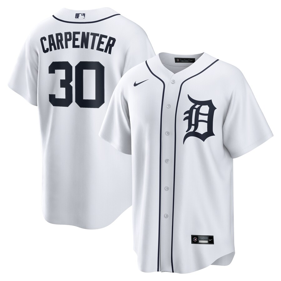 Men's Detroit Tigers Kerry Carpenter Nike White Home Replica Jersey