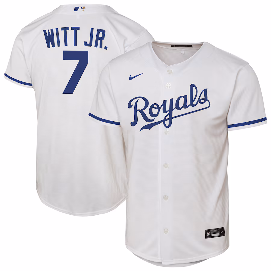 Youth Kansas City Royals Bobby Witt Jr. Nike White Home Replica Player Jersey