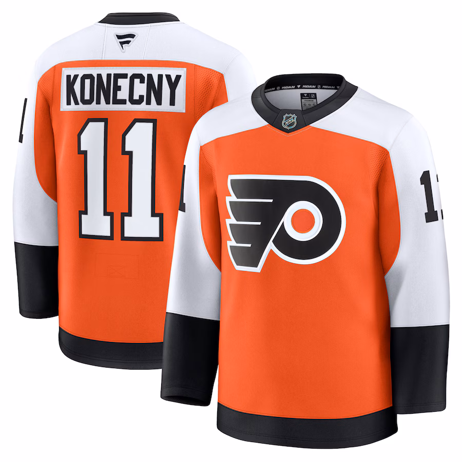 Men's Philadelphia Flyers Travis Konecny Fanatics Burnt Orange Home Premium Jersey