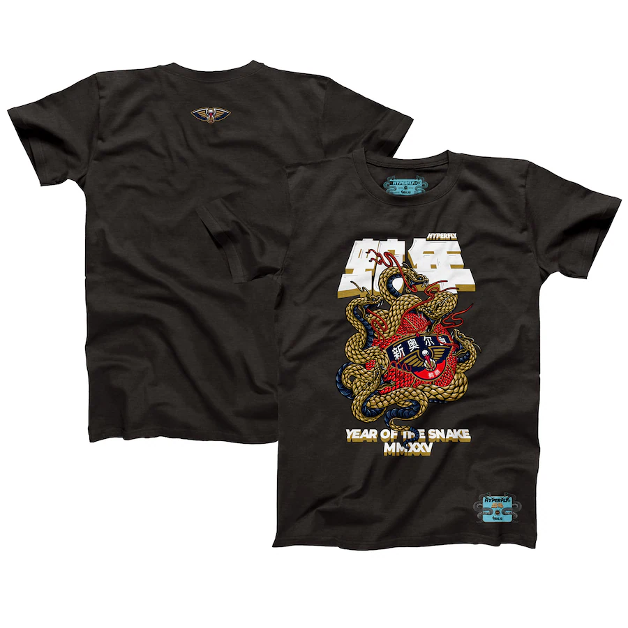 Unisex New Orleans Pelicans NBALab x Hyperfly Heather Black Year of the Snake Lunar New Year Collection T-Shirt