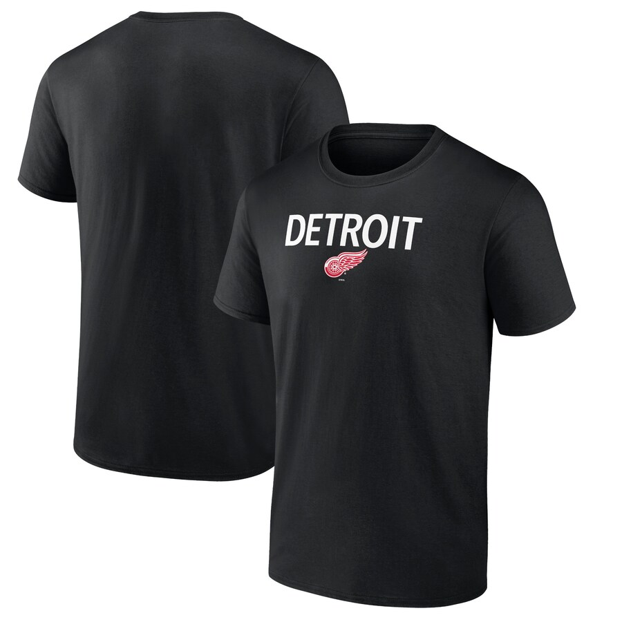 Men's Detroit Red Wings Black Team Primary Logo Graphic T-Shirt