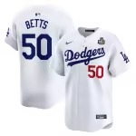 Men's Los Angeles Dodgers Mookie Betts Nike White 2024 World Series Home Limited Player Jersey