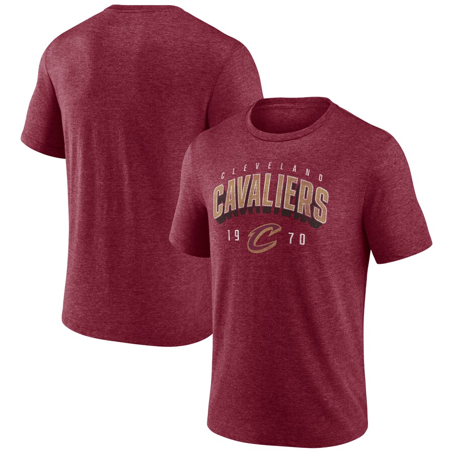 Men's Cleveland Cavaliers Wine Backboard Tri-Blend T-Shirt