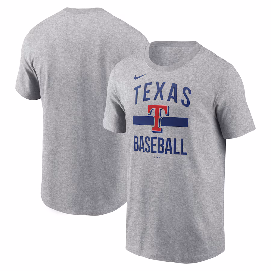 Men's Texas Rangers Nike Heather Gray Arched T-Shirt
