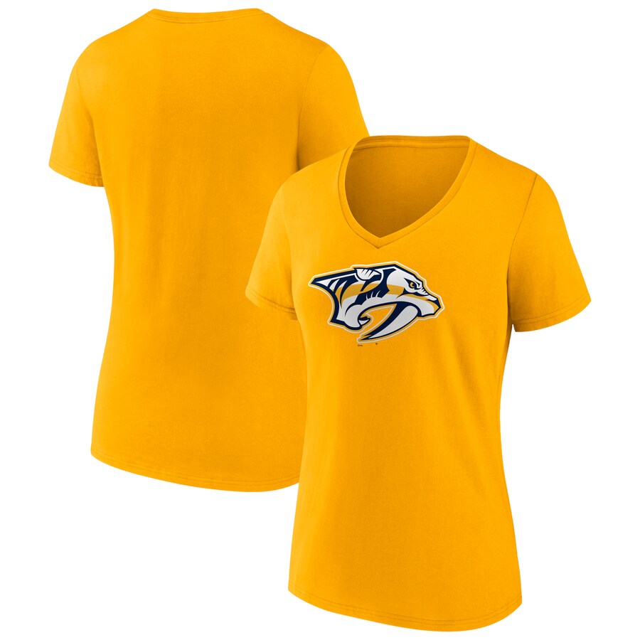 Women's Nashville Predators Fanatics Gold Primary Logo Team V-Neck T-Shirt