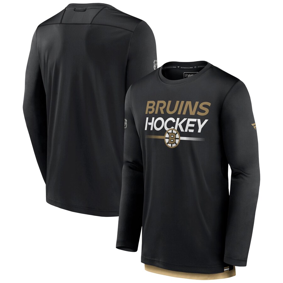 Men's Boston Bruins Fanatics Black Authentic Pro Tech Long Sleeve T-Shirt