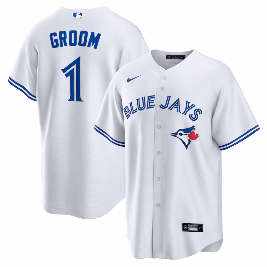 Men's Toronto Blue Jays Nike White #1 Groom Home Replica Jersey