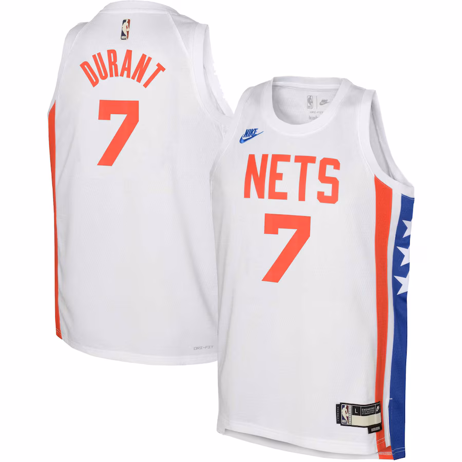 Youth Brooklyn Nets Kevin Durant Nike White 2022/23 Swingman Jersey - Classic Edition