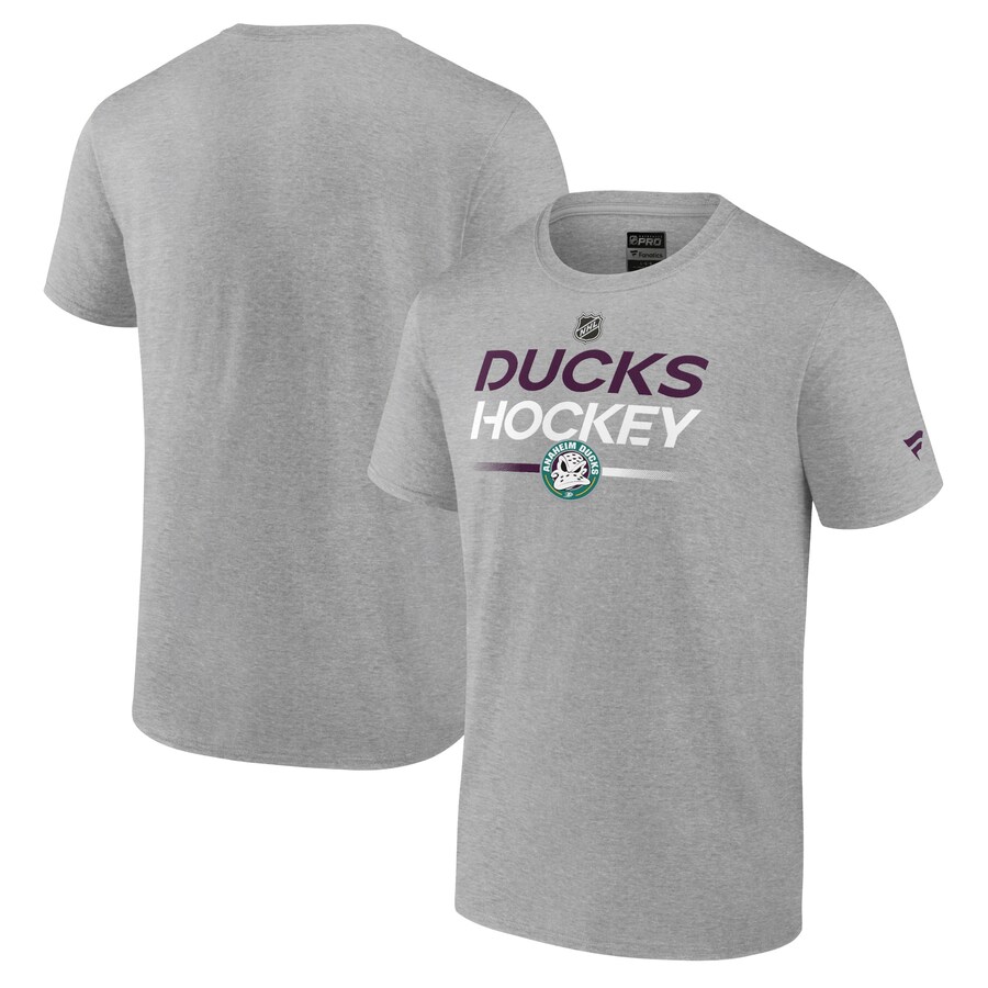 Anaheim Ducks Fanatics Heather Gray Authentic Pro Wordmark Alternate Logo T-Shirt