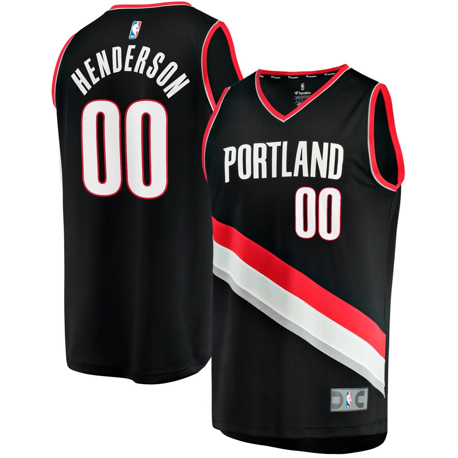 Men's Portland Trail Blazers Scoot Henderson Fanatics Black  Fast Break Replica Jersey - Icon Edition
