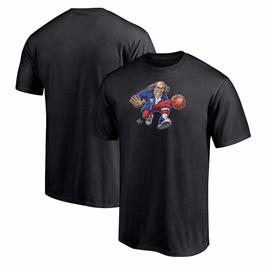Men's Philadelphia 76ers  Black Midnight Mascot T-Shirt