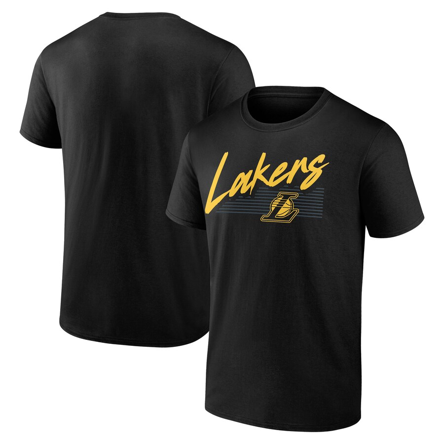 Men's Los Angeles Lakers Black Color Block Slant T-Shirt