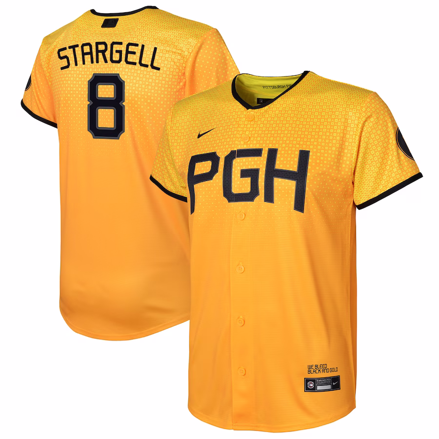 Youth Pittsburgh Pirates Willie Stargell Nike Gold City Connect Replica Player Jersey