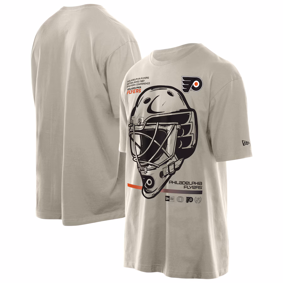 Men's Philadelphia Flyers New Era Tan Goalie Mask T-Shirt