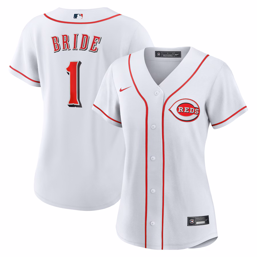 Women's Cincinnati Reds Nike White #1 Bride Home Replica Jersey