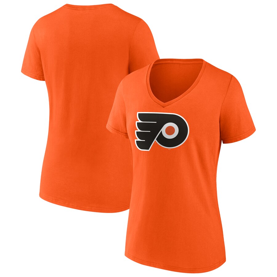 Women's Philadelphia Flyers Fanatics Orange Primary Logo Team V-Neck T-Shirt