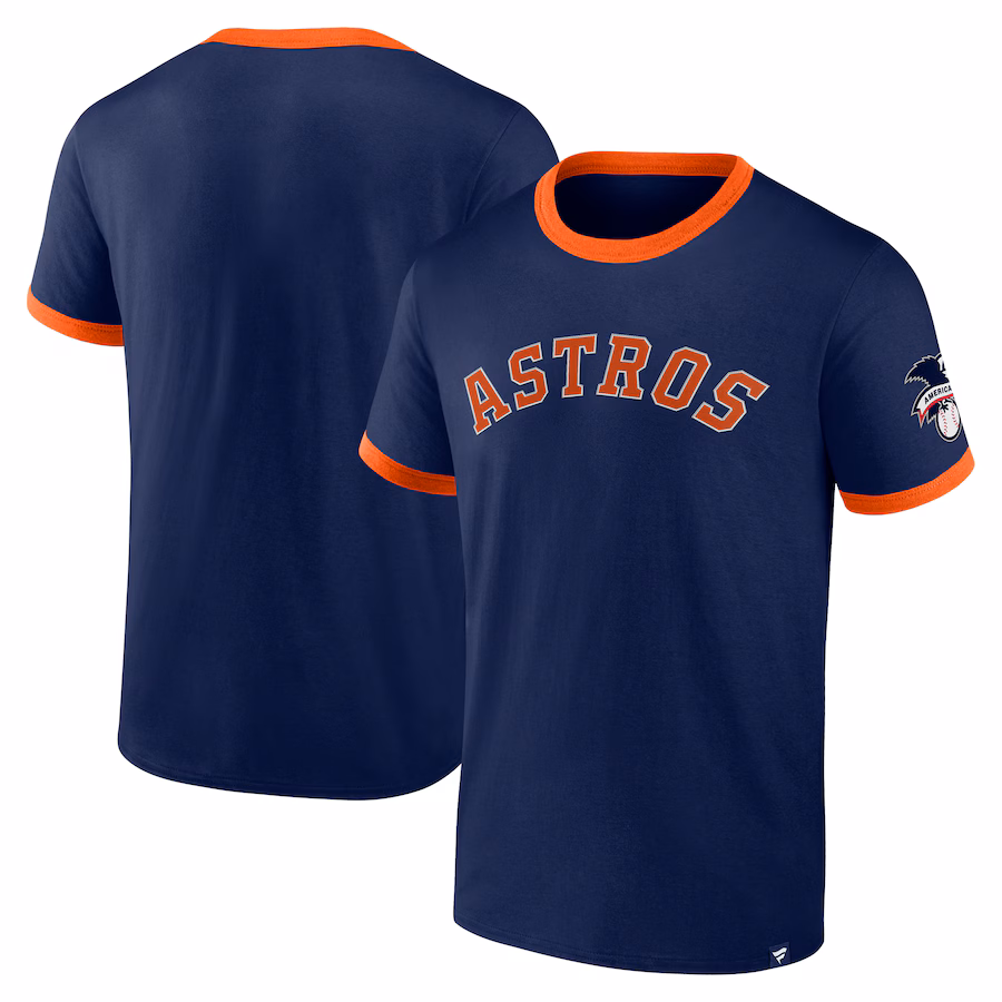 Men's Houston Astros Fanatics Navy Forced Out Ringer T-Shirt