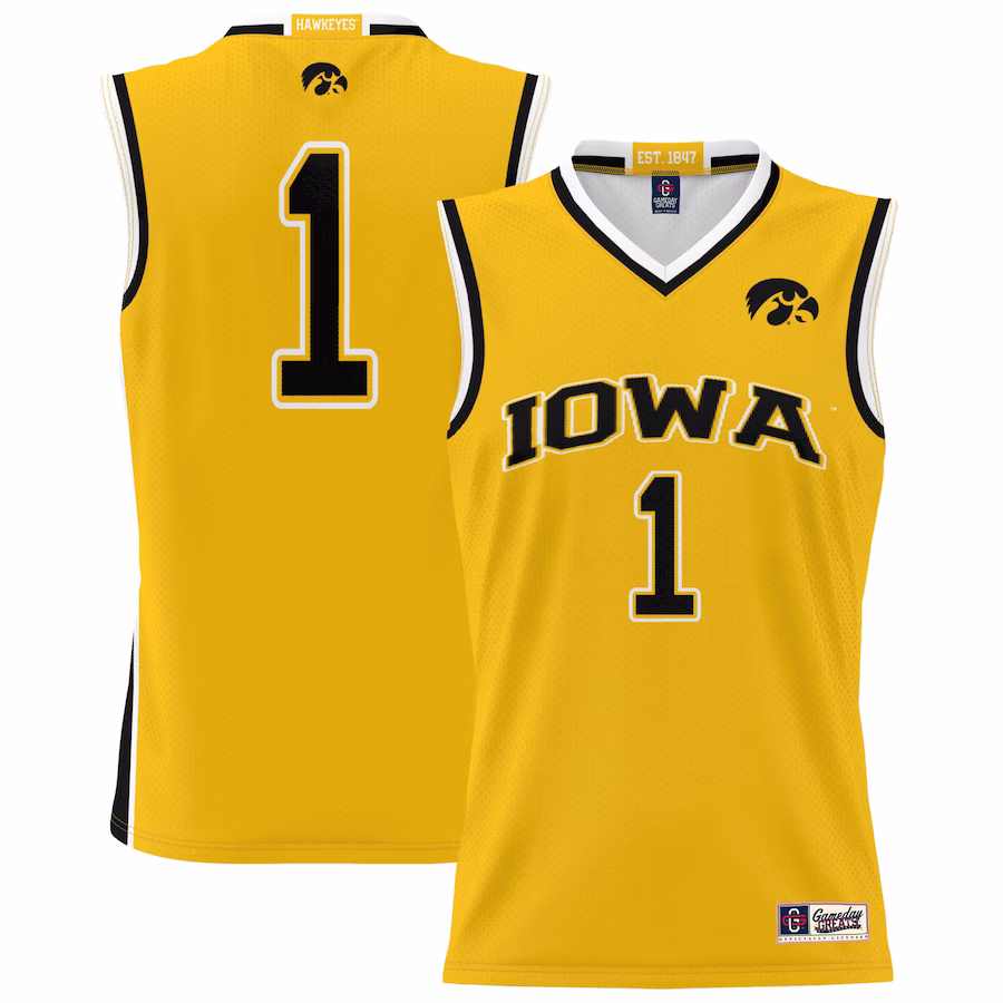 #1 Iowa Hawkeyes GameDay Greats Unisex Lightweight Basketball Jersey - Gold