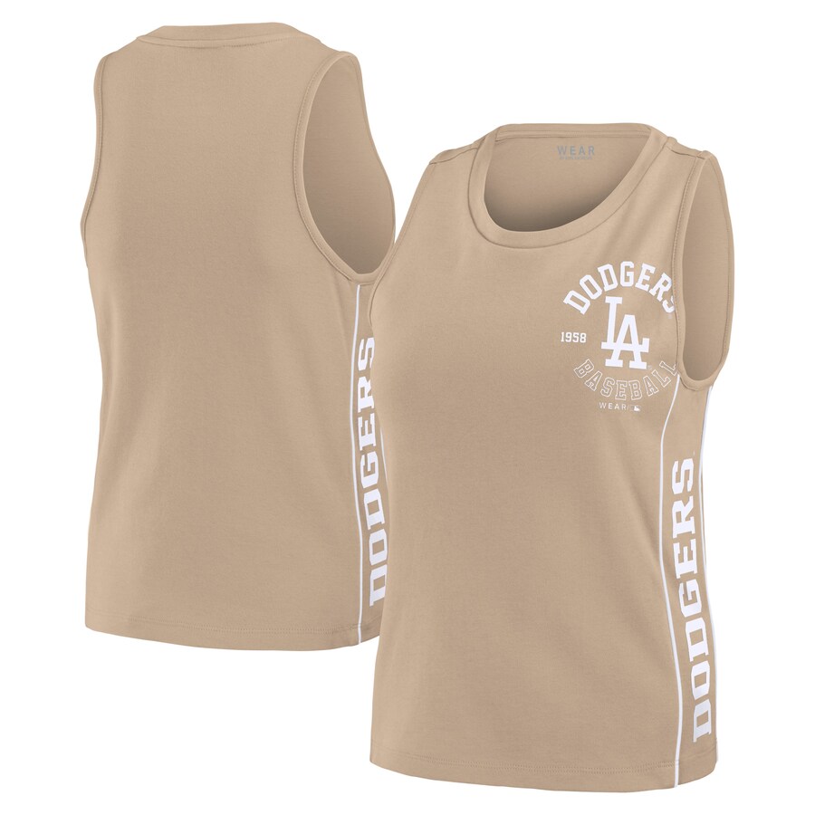 Women's Los Angeles Dodgers WEAR by Erin Andrews Tan Tonal Tank Top