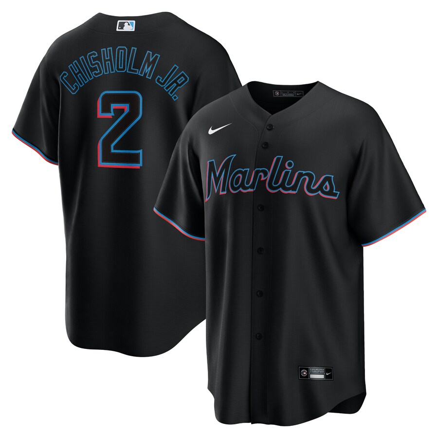 Men's Miami Marlins Jazz Chisholm Jr. Nike Black Alternate Replica Player Jersey