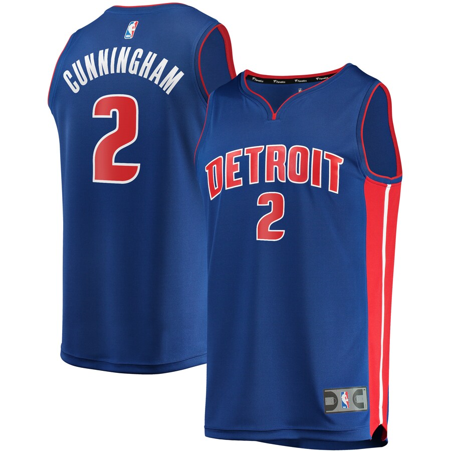 Men's Detroit Pistons Cade Cunningham Fanatics Blue 2021 NBA Draft First Round Pick Fast Break Replica Jersey - Icon Edition