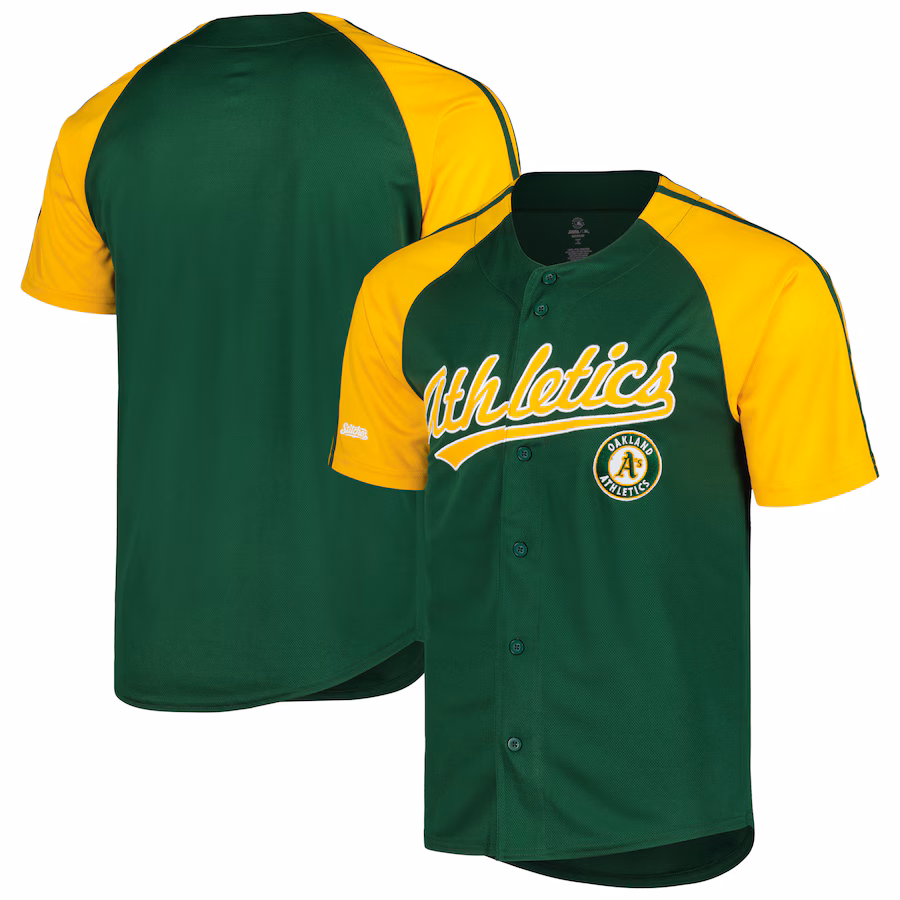 Men's Oakland Athletics Stitches Green Team Raglan Jersey
