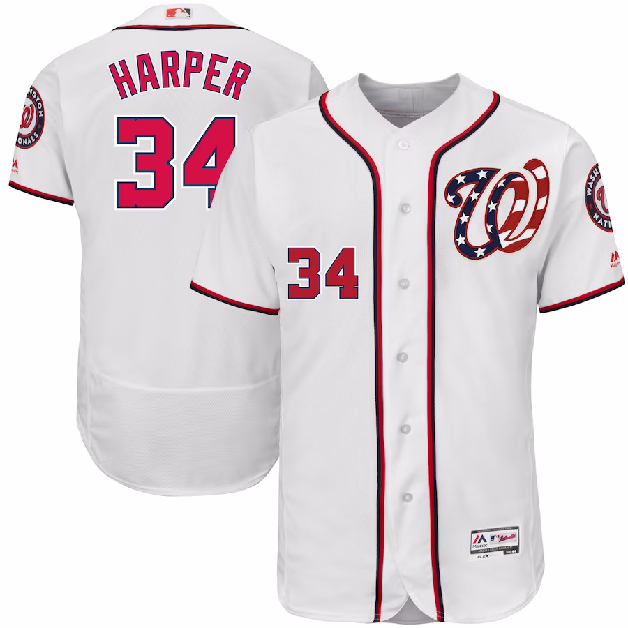 Men's Washington Nationals Bryce Harper Majestic White 2017 Flex Base Authentic Jersey