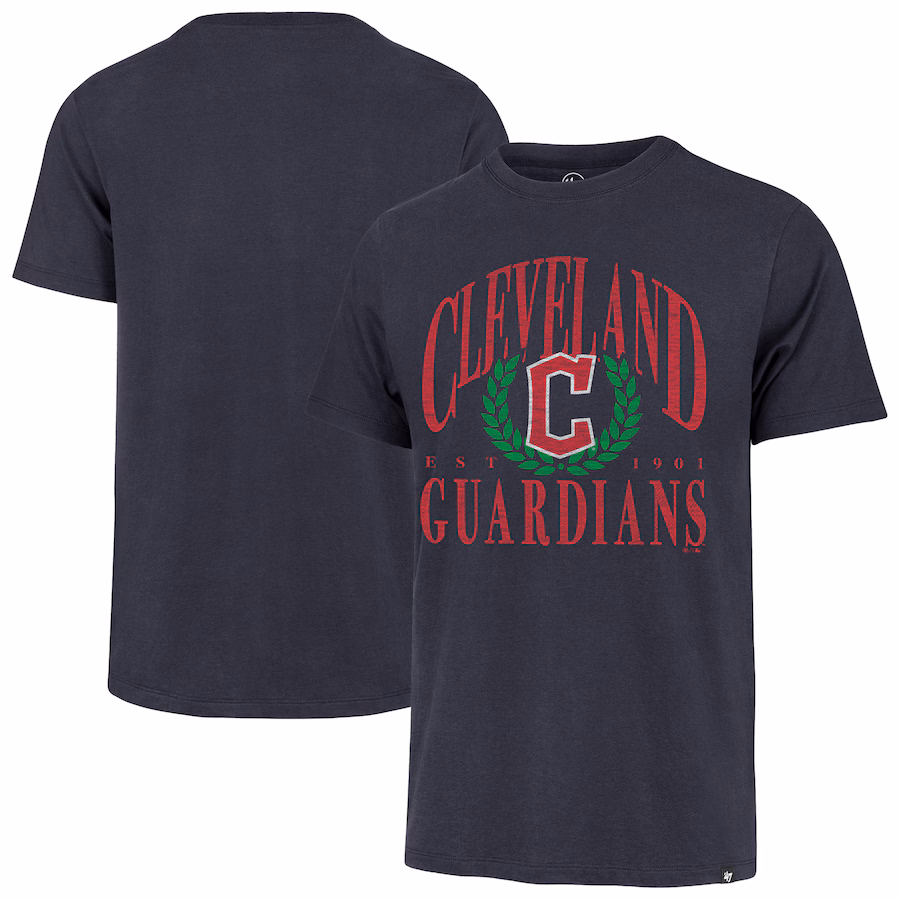 Men's Cleveland Guardians '47 Navy Pitchout Franklin T-Shirt