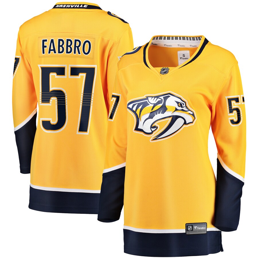 Women's Nashville Predators Dante Fabbro Fanatics Branded Gold Home Breakaway Player Jersey