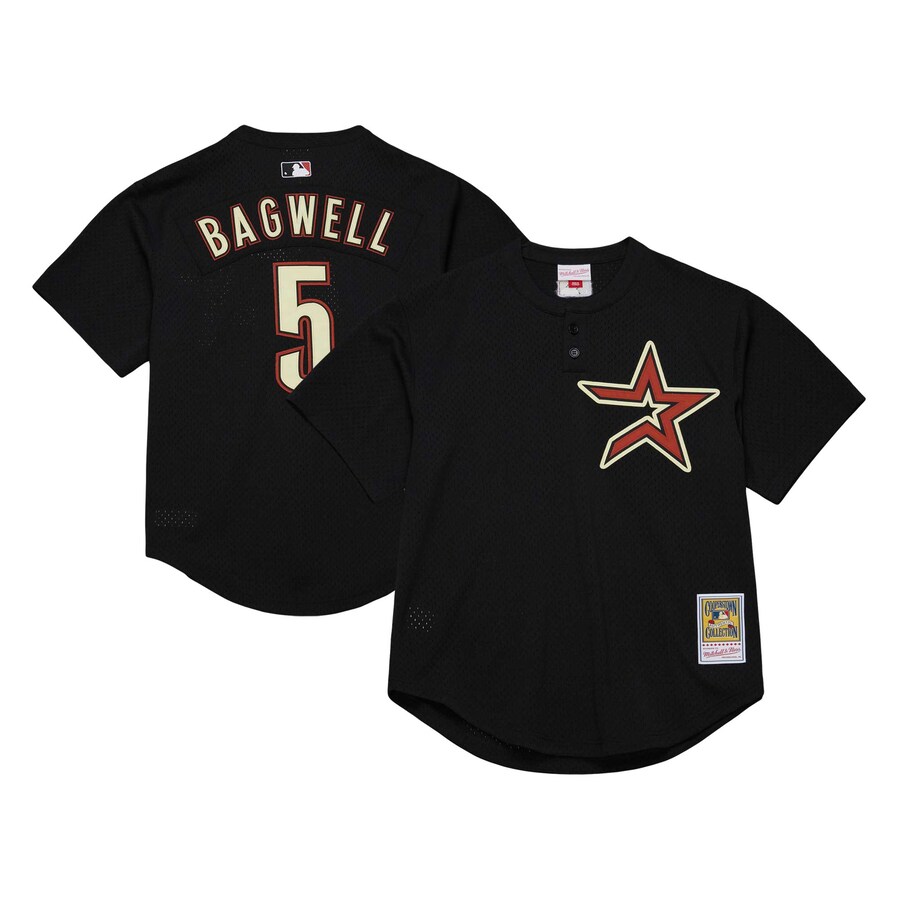 Men's Houston Astros Jeff Bagwell Mitchell & Ness Black Cooperstown Collection Mesh Batting Practice Jersey