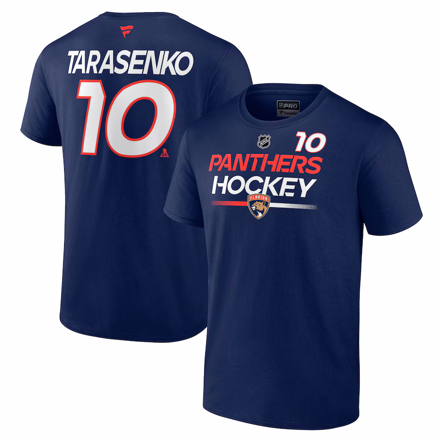 Men's Florida Panthers Vladimir Tarasenko Fanatics Navy Authentic Pro Prime Name & Number T-Shirt