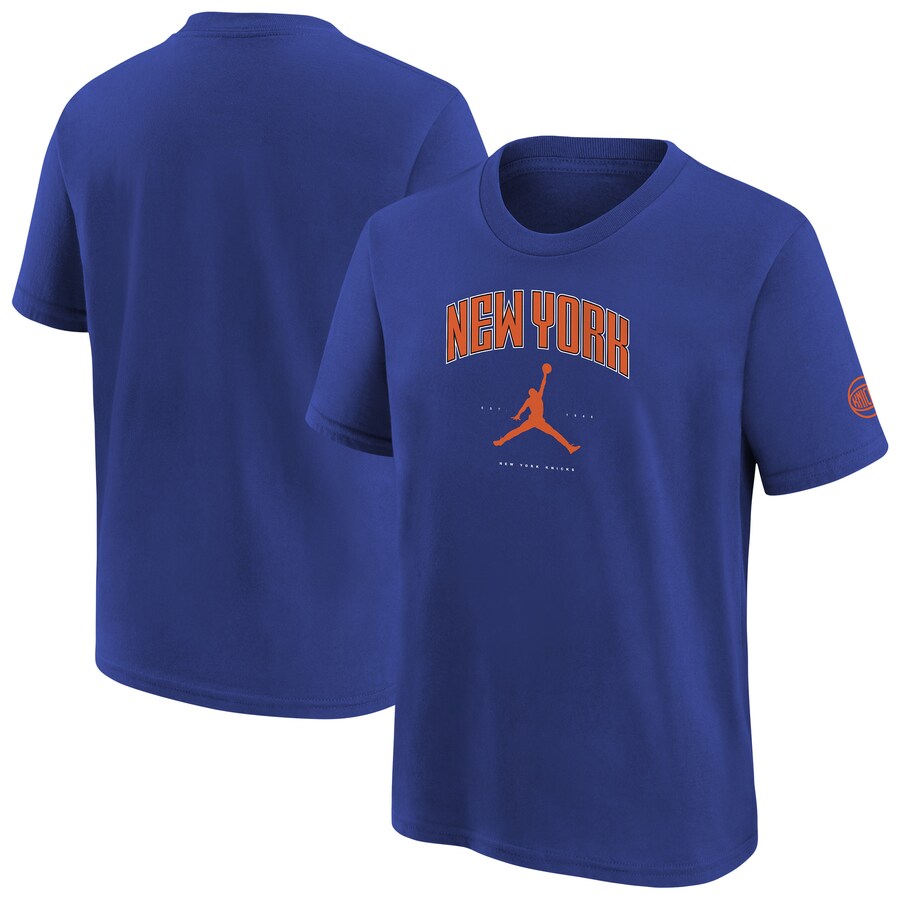 Youth New York Knicks Jordan Brand Blue Essential Cities T-Shirt