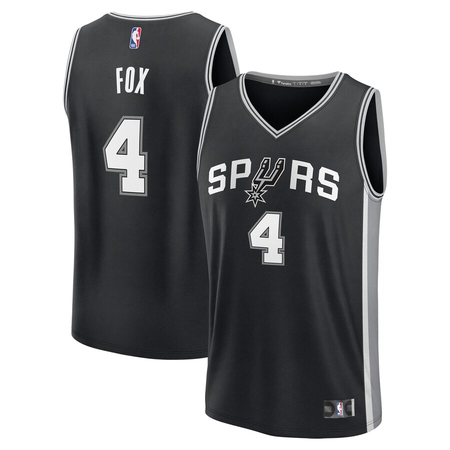 Men's San Antonio Spurs De'Aaron Fox Fanatics Black Fast Break Replica Player Jersey - Icon Edition