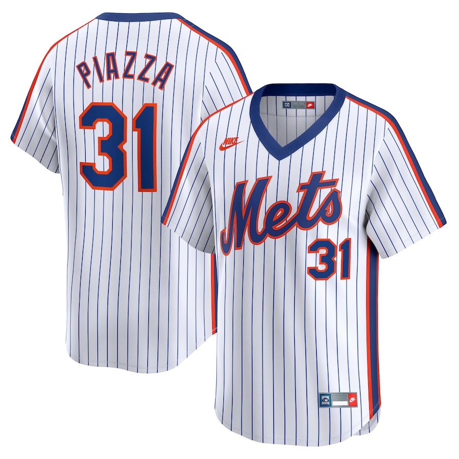 Men's New York Mets Mike Piazza Nike White Throwback Cooperstown Limited Jersey