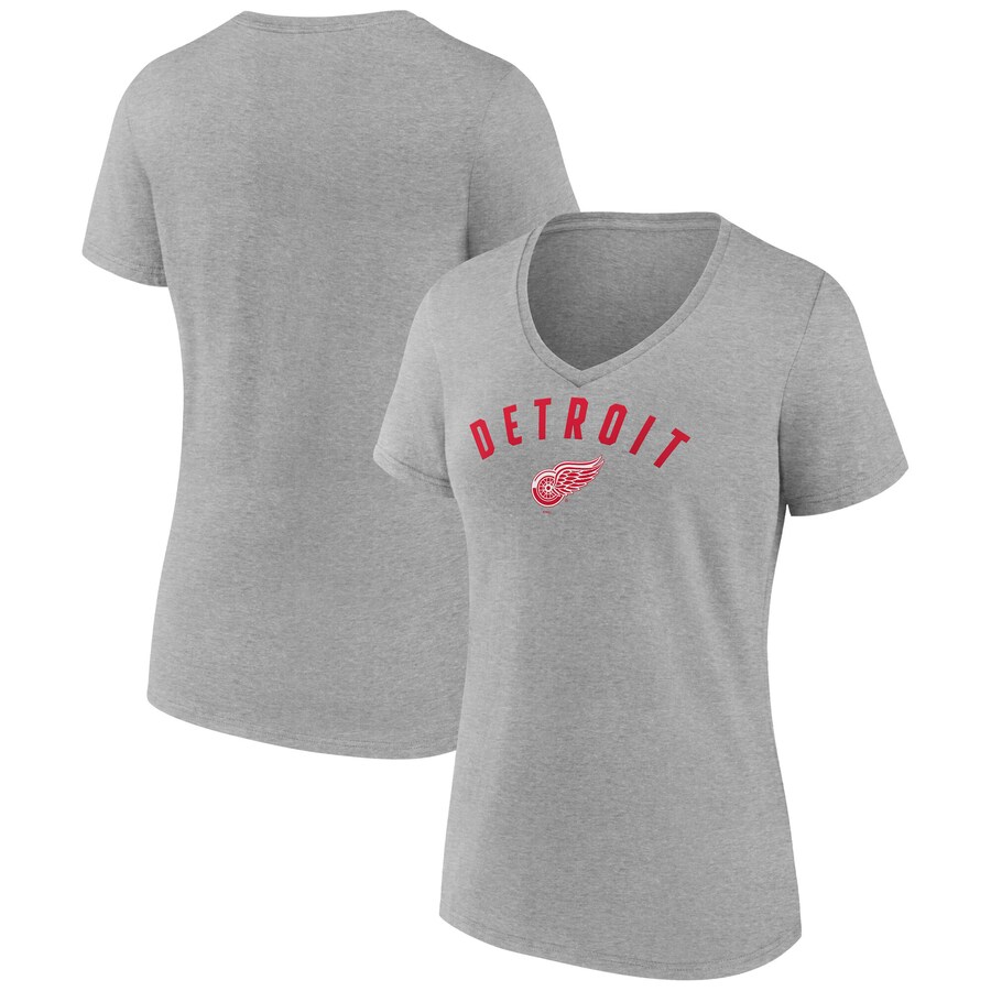 Women's Detroit Red Wings Fanatics Gray V-Neck T-Shirt