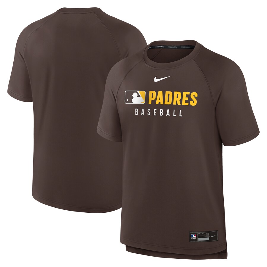 Men's San Diego Padres Nike Brown Authentic Collection Pregame Raglan Performance T-Shirt