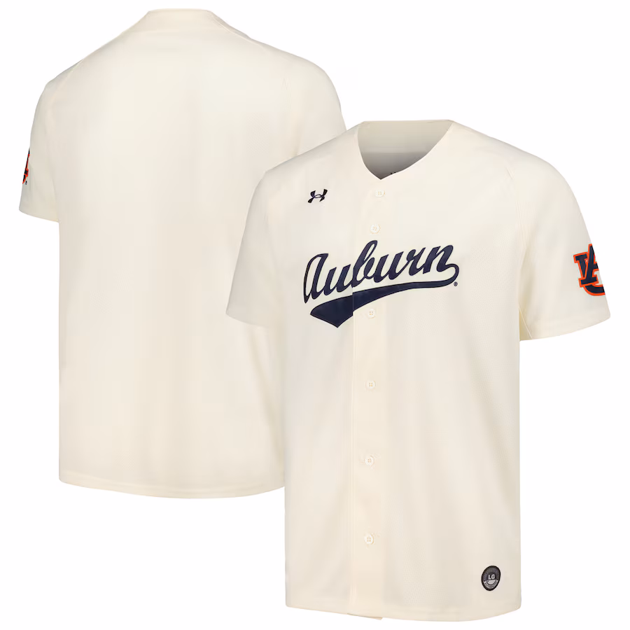 Men's Under Armour Cream Auburn Tigers Replica Baseball Jersey