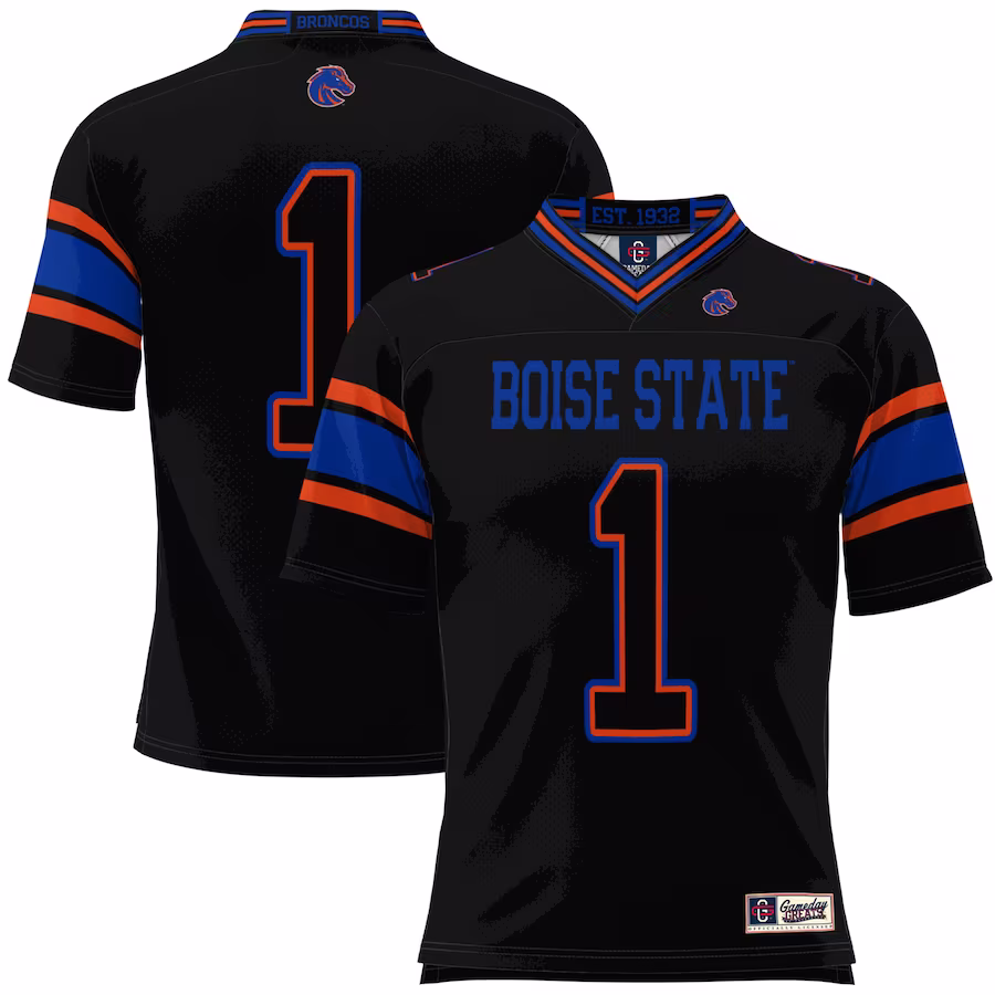 #1 Boise State Broncos GameDay Greats Youth Football Jersey - Black