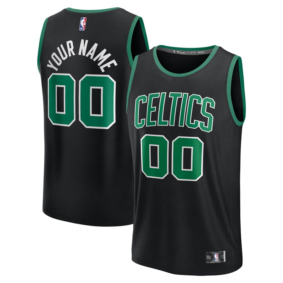 Men's Boston Celtics Fanatics Black Fast Break Custom Jersey - Statement Edition