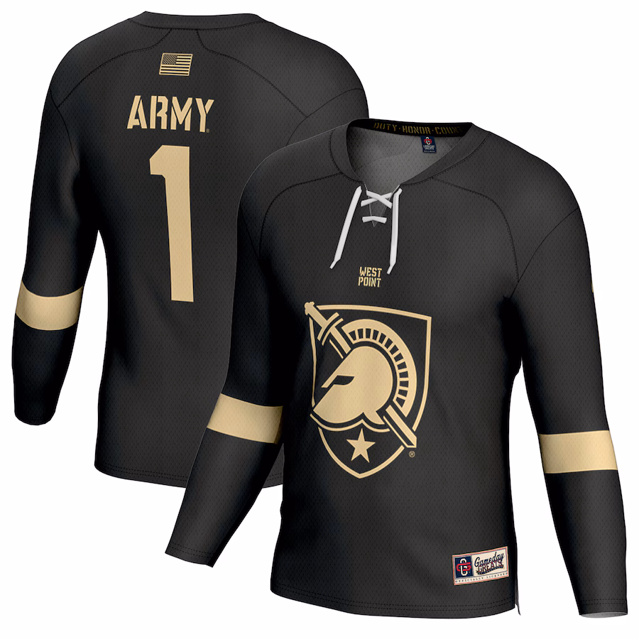 #1 Army Black Knights GameDay Greats Hockey Fashion Jersey - Black