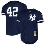 Men's New York Yankees Mariano Rivera Mitchell & Ness Navy Cooperstown Collection Mesh Batting Practice Button-Up Jersey