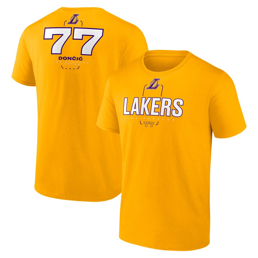 Men's Los Angeles Lakers Luka Don?i? Fanatics Gold Behind The Back Name & Number T-Shirt