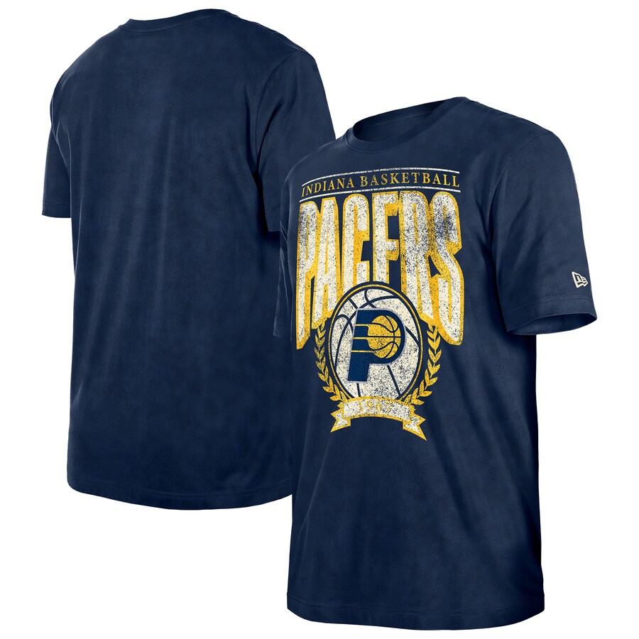Men's Indiana Pacers  New Era Navy Hardwood Classics Oversized Boxy Mineral Wash T-Shirt