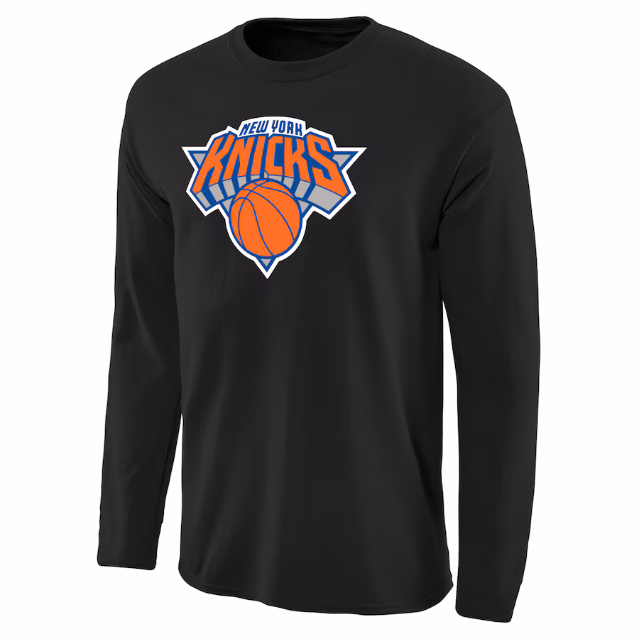Men's New York Knicks Black Primary Logo Long Sleeve T-Shirt