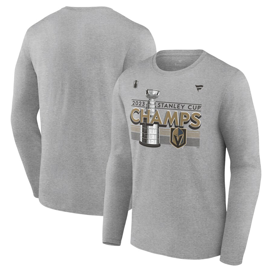 Men's Vegas Golden Knights Fanatics Heather Gray 2023 Stanley Cup Champions Locker Room Long Sleeve T-Shirt